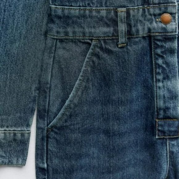 ZARA FRONT POCKETS DENIM JUMPSUIT - Picture 8 of 10